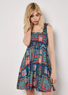 Postcard Floral Print Mini Dress, Navy, large
