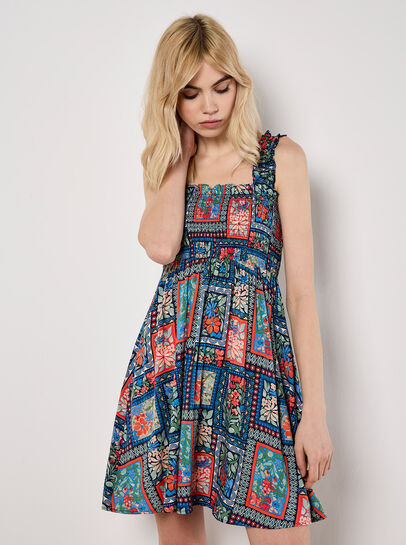 Postcard Floral Print Mini Dress