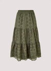 Broderie Anglaise Midi Skirt, Khaki, large