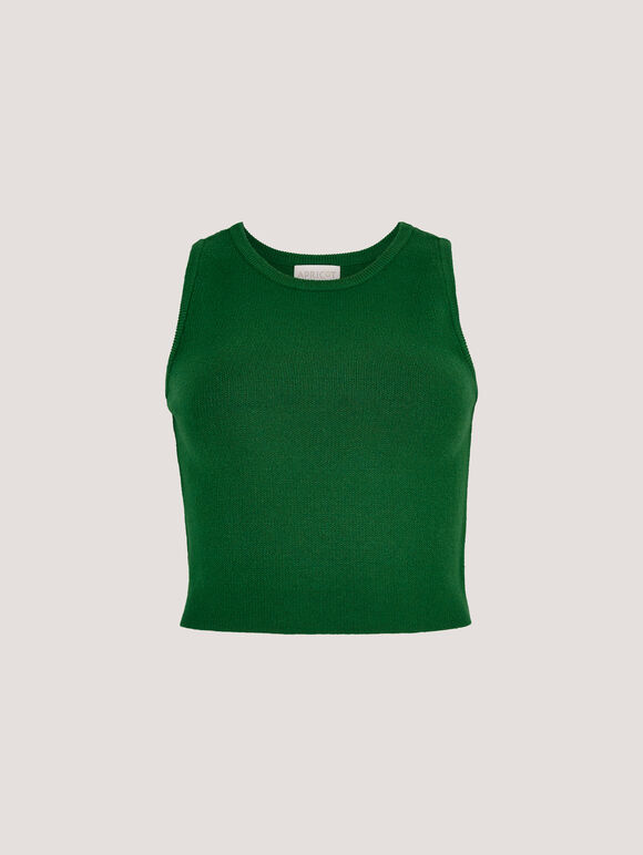 Racer Knitted Crop Top, Green, large