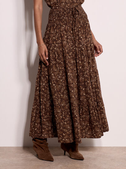 Painterly Paisley Tiered Maxi Skirt