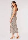 Leopard Print Camisole Slip Midi Dress, Stone, large