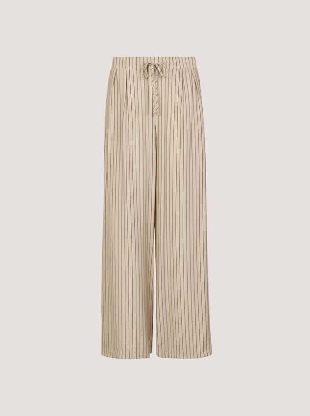 Pinstripe Wide-Leg Trousers, Stone, large