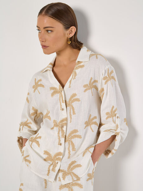 Embroidered Palm Trees Shirt