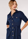 Linen Safari Midi Dress, Navy, large