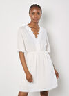 Daisy Lace Front Mini Dress, White, large