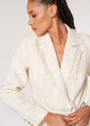 Fringed Cropped Tweed Blazer, Cream, large