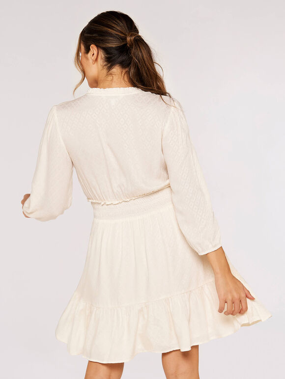 Diamond Jacquard Mini Dress, White, large