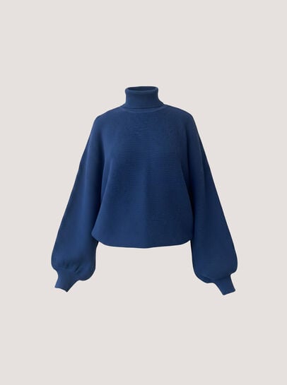 Ribbed Knit Batwing Cape Jumper