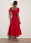 Cotton Tiered Milkmaid Midi Dress, Red, large