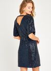 Sequin Kimono Dress, Navy, large