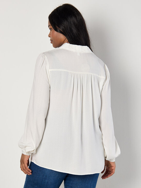 Curve Chevron Textured Shirt, Cream, large
