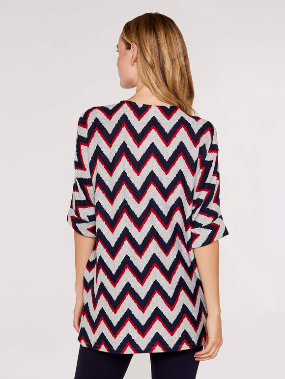 Chevron  Batwing Top, Grey, large