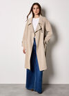 Soft-Touch Long Trench Coat, Stone, large