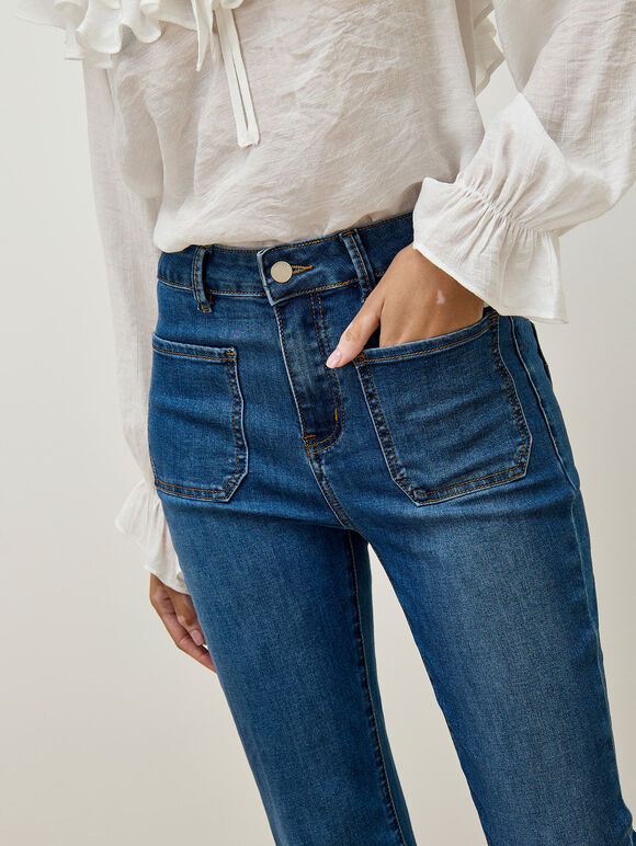 Lucia Retro High-Rise Flare Jeans, Sky Blue, large