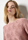 Textured Pointelle Batwing Jumper, Pink, large