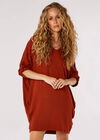 Soft-Touch Cocoon Mini Dress, Rust, large