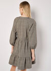 Heritage Check Ruffle Hem Mini Dress, Grey, large