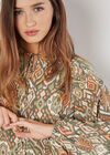 Ikat Print Oversized Blouse, Khaki, large