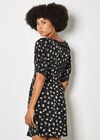 Floral Ruffle Milkmaid Mini Dress, Black, large