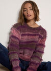 Tonal Stripe Fluffy Jumper, Purple, large