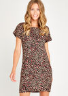 Black Layered Heart Shift Dress, Black, large