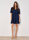 Polka Dot Chiffon Mini Dress, Navy, large