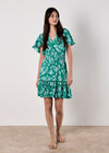 Sarasa Floral Wrap Mini Dress, Green, large