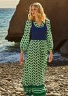 Geo Leaves Drawstring Maxi Dress, Green, large