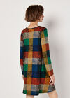 Colourful Patchwork Check Swing Mini Dress, Blue, large