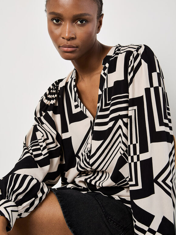 Geo Squares Shirt, Stone, large