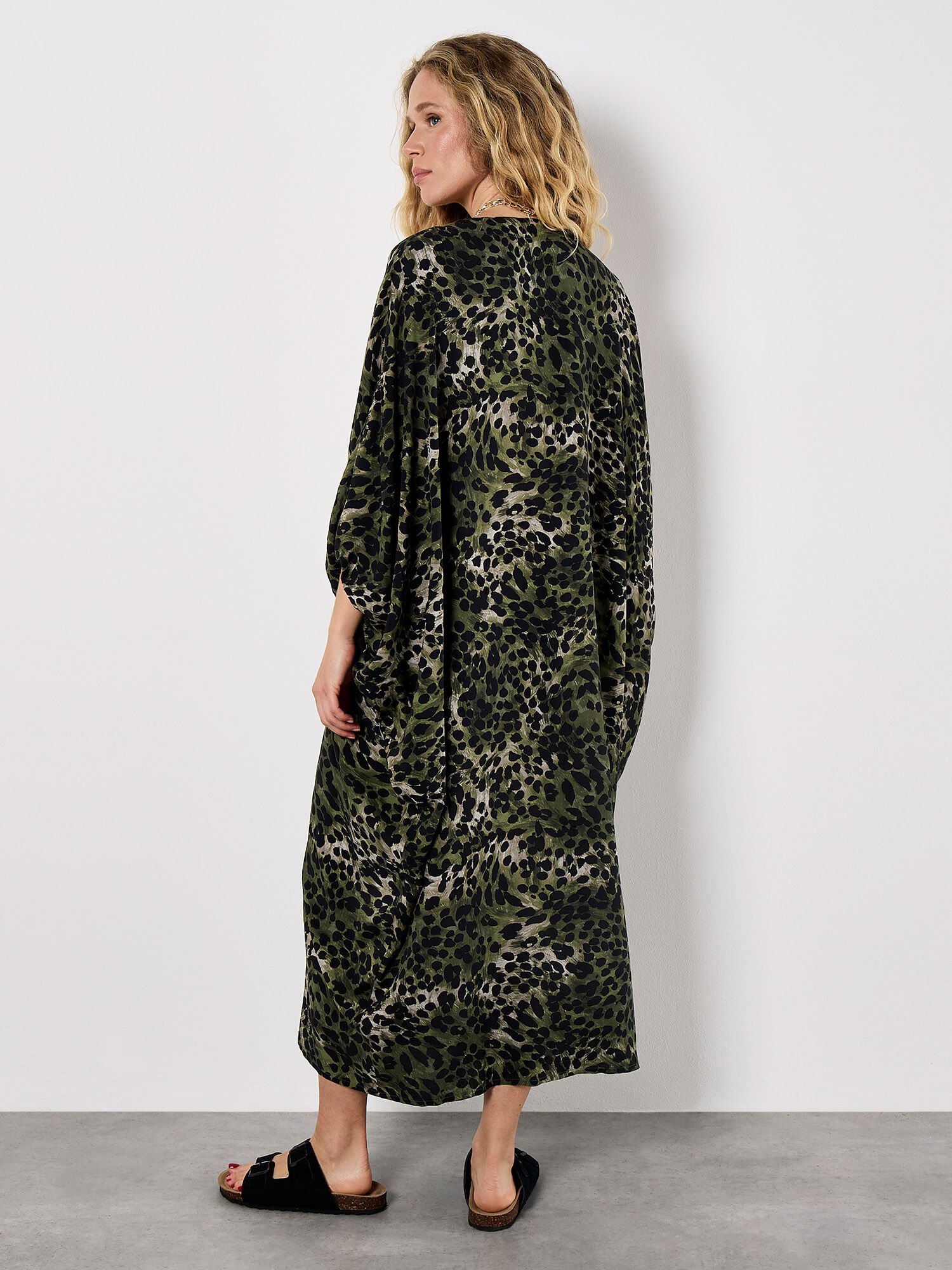 Leopard Print Kimono Midaxi Dress | Apricot Clothing