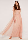 Sequin Tulle Maxi Dress, Pink, large