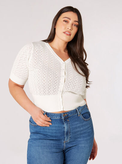 Curve Pointelle Knit Cardigan