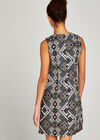 Black Tribal Jacquard Shift Dress, Black, large