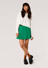 Pleated Tailored Mini Skirt, Green, large