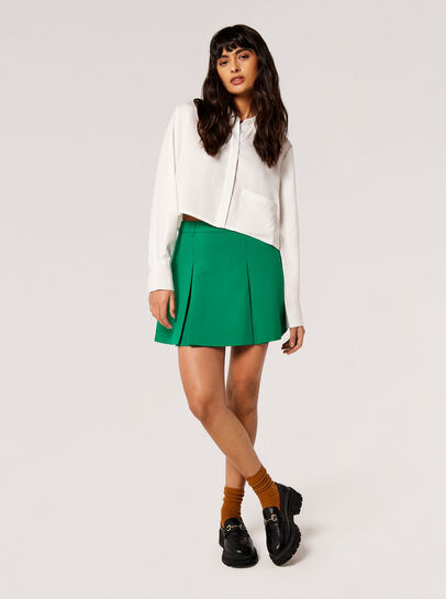 Pleated Tailored Mini Skirt