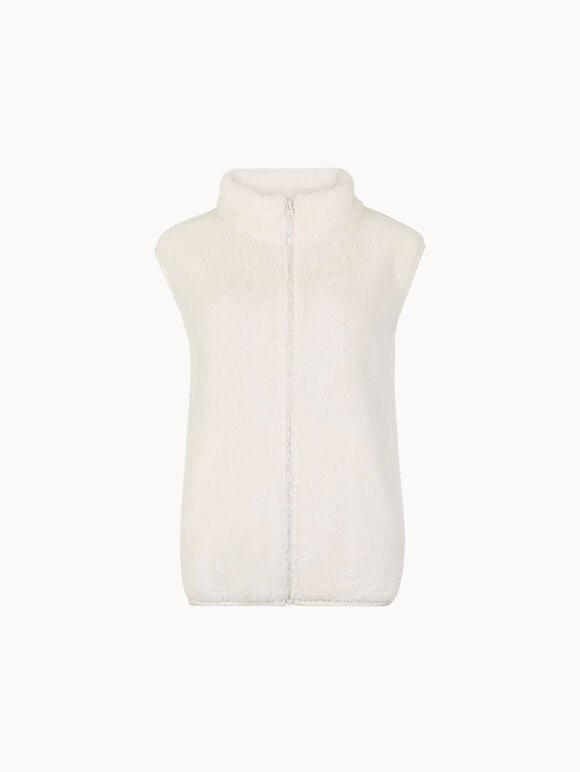 Fleece Zip-Through Gilet, Cream, large