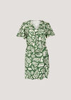 Floral Paisley Wrap Mini Dress, Green, large
