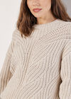 Chunky Cable Knit Jumper, Stone, large