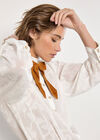 Embroidered Leaf Chiffon Blouse, Cream, large