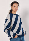 Diagonal Stripe Knitted Jumper, Navy, large