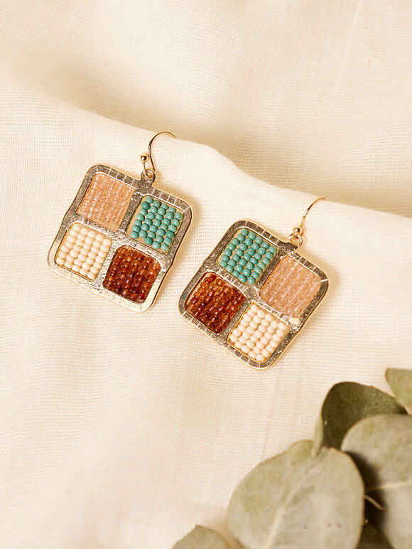 Multi Four Square Earrings, Assorted, large