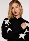 Stargaze Jacquard Cardigan, Black, large