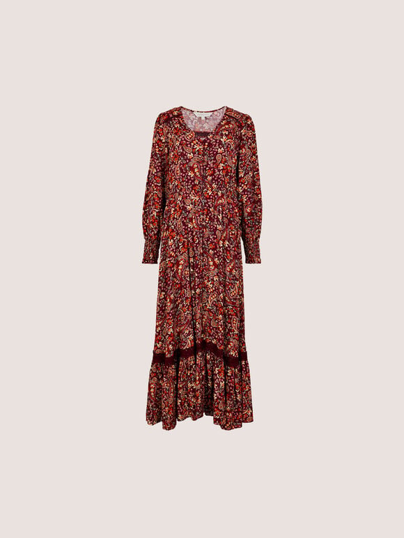 Paisley Floral Maxi Dress, Burgundy, large