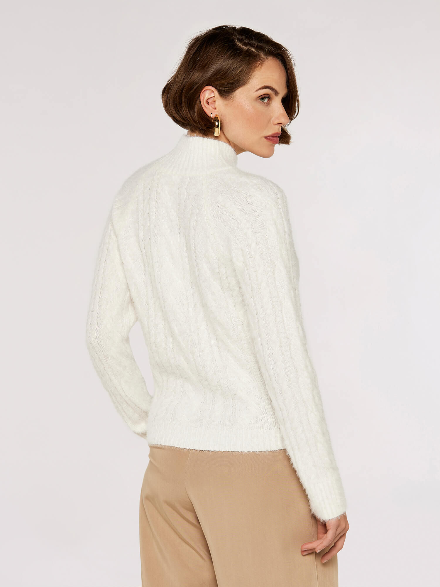 Aran Fuzzy Jumper Apricot Clothing