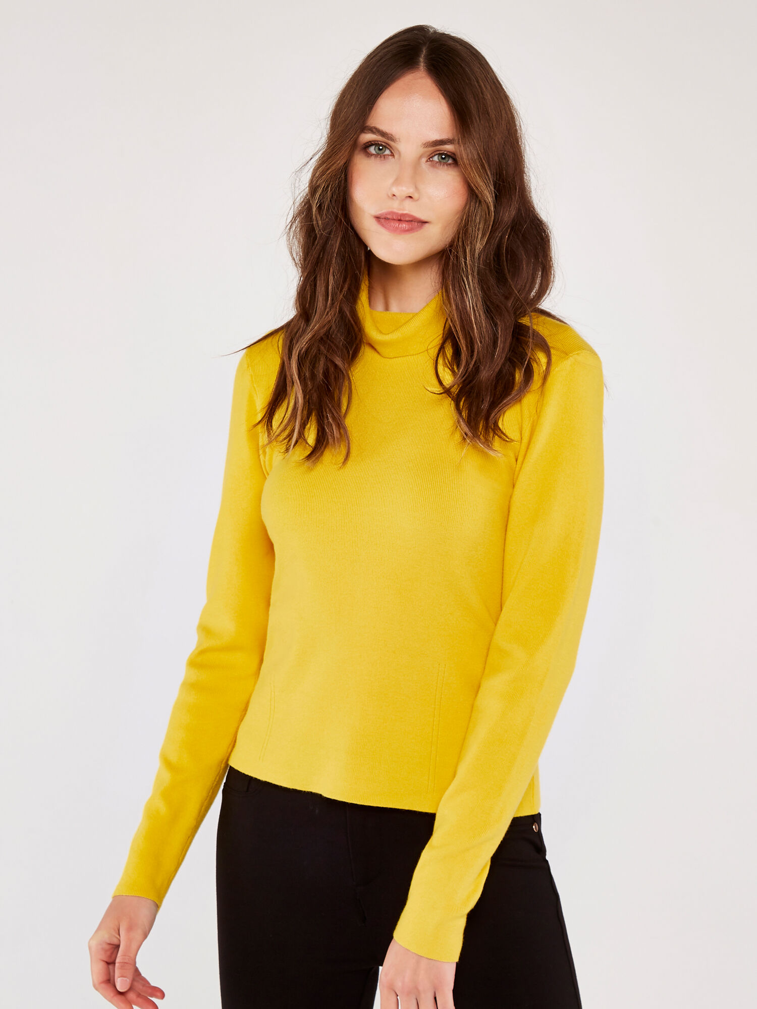 Mustard high neck jumper top