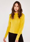 Tiny Rib Roll Neck Jumper, Mustard, large