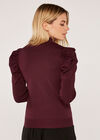 Puff Shoulder Jumper, Burgundy, large