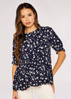 Ditsy Tiered Top, Navy, large
